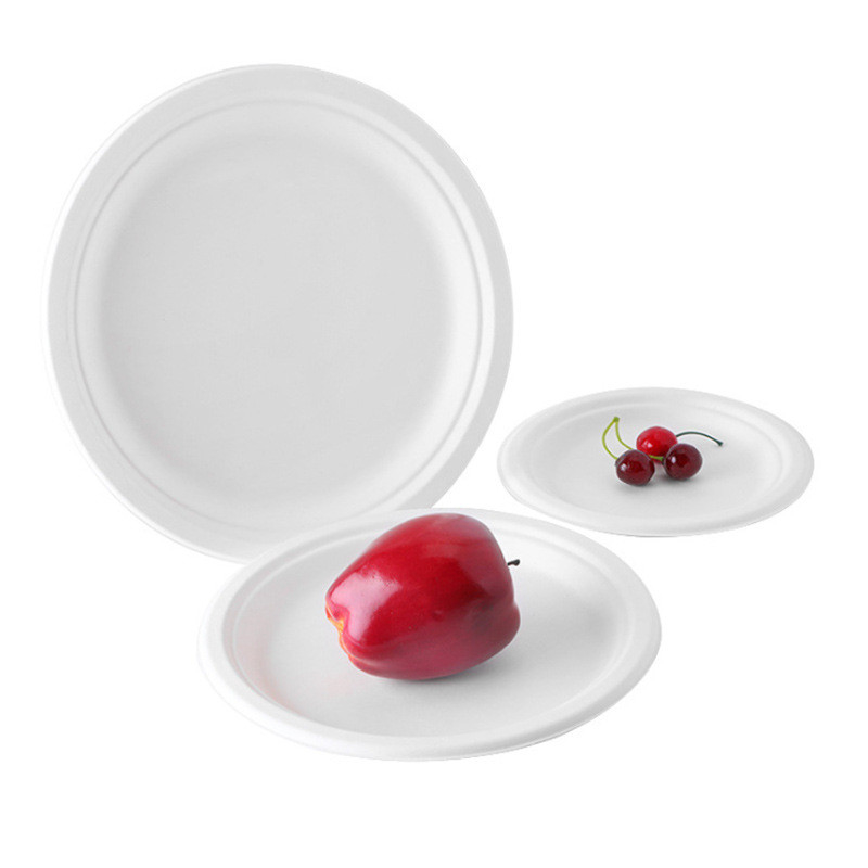 6 Inch Compostable Dessert Plates Disposable Bagasse Round Paper Plate