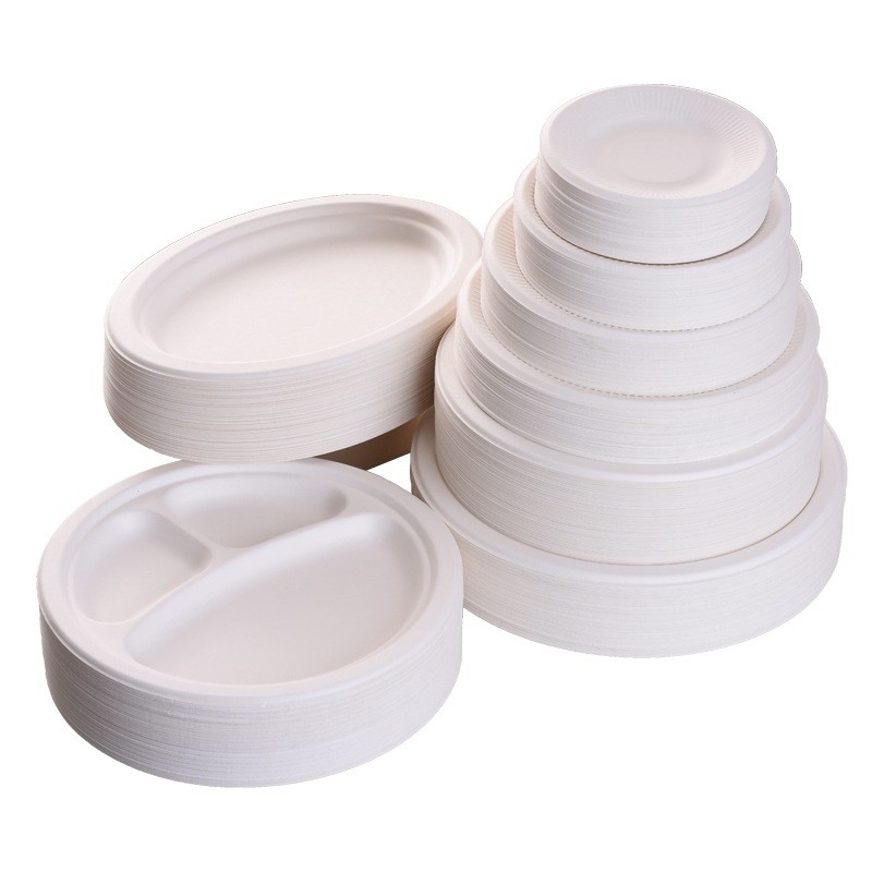 Natural Bagasse Disposable Plates Sugarcane Fibre Round Plate 6 7 8 9 10 Inch