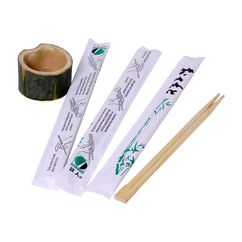 Custom printed opp wrapped disposable bamboo chopsticks 18cm 21cm 23cm