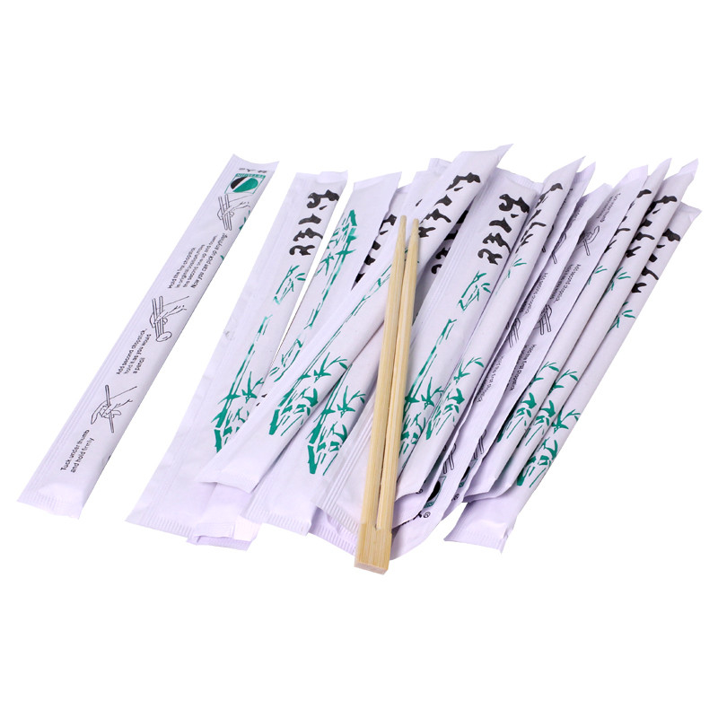 Custom printed opp wrapped disposable bamboo chopsticks 18cm 21cm 23cm
