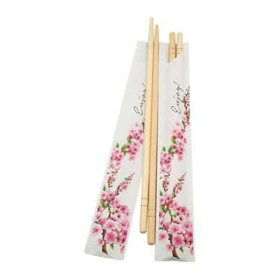 Eco Friendly SGS Round Bamboo Chopsticks Printed Sleeves Disposable